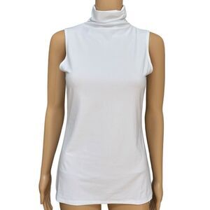 Halogen Shirt Women's Sleeveless Mock Neck Stretch White size S